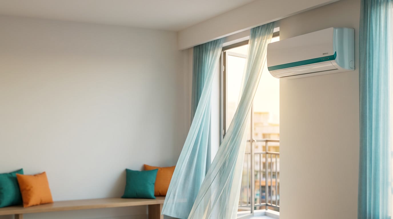 Hisense inverter air conditioner cooling a bright modern room