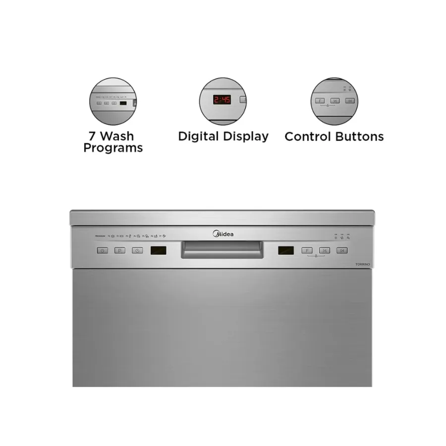 Midea 13 Place Settings Free Standing Dishwasher (WQP12-5201F)