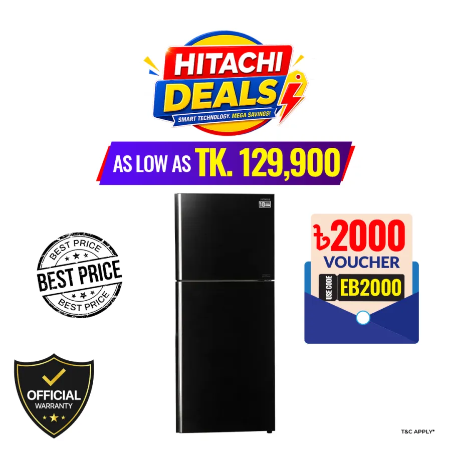 Hitachi 443 Liters Stylish Line Refrigerator (R-VG490P8PB-KD-GBK)