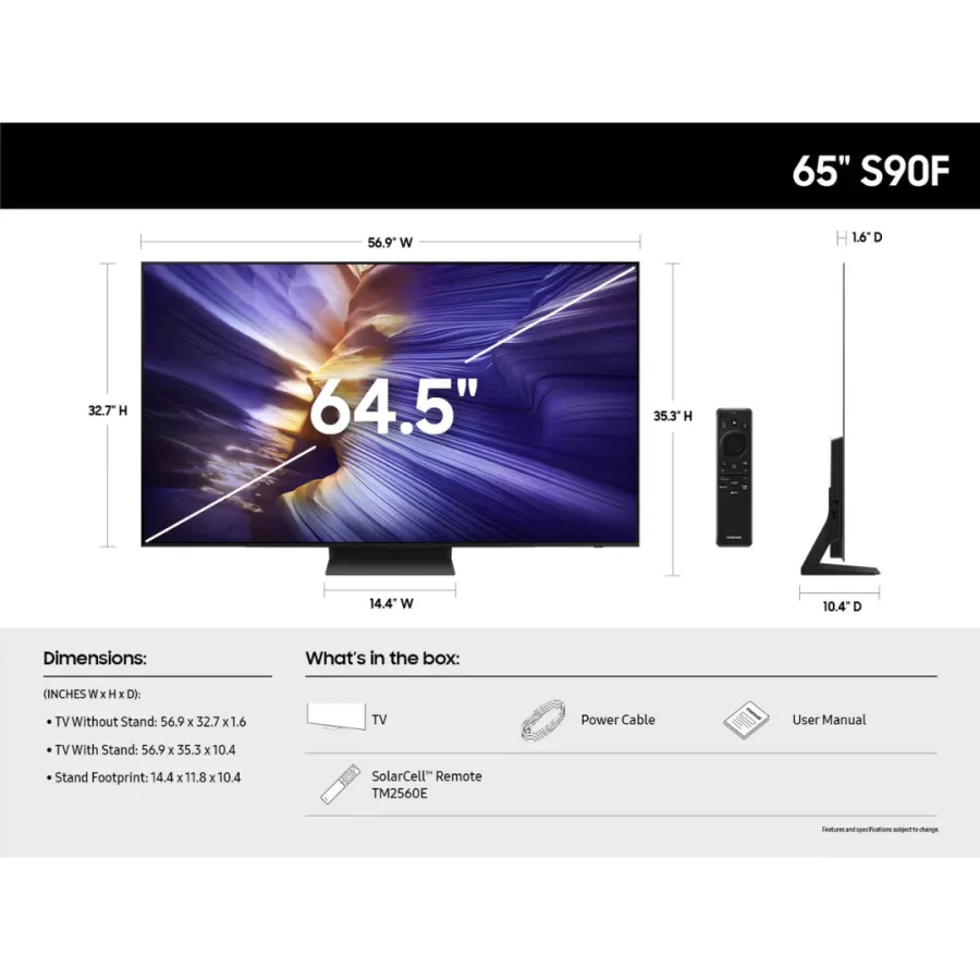 Samsung 65 Inch 4K Vision UHD Smart TV (65S90F)