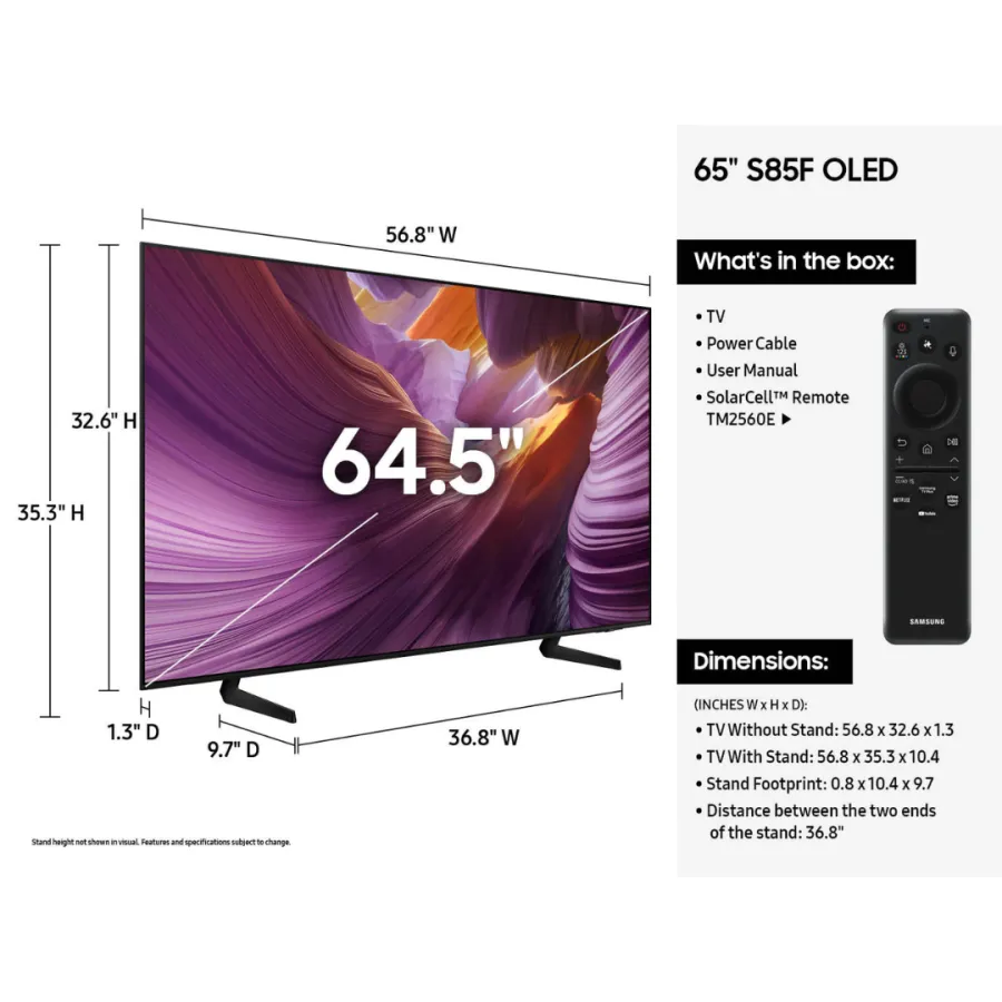 Samsung 65 Inch OLED 4K Vision AI Smart TV 2025 (65S85F)