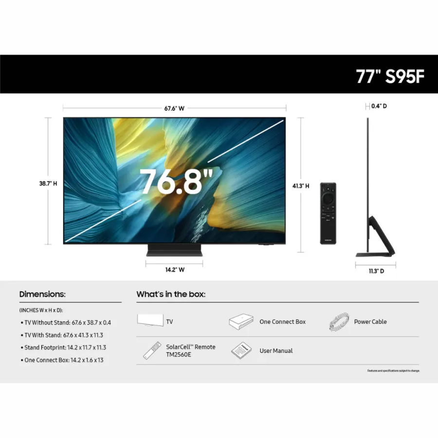 Samsung 77 inch OLED 4K Vision AI Smart TV (77S95F)